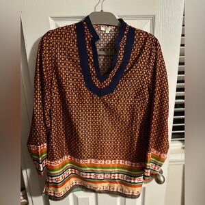 Jade Orange and Navy Geometric Tunic